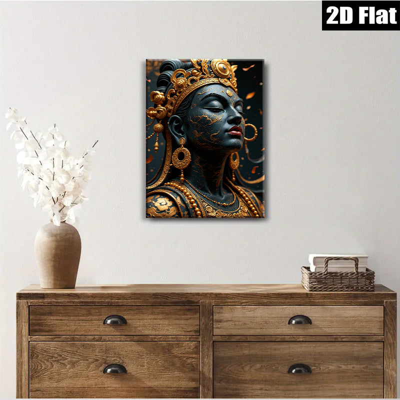 2D flat 1pc Golden Goddess Portrait Wall Art Bedroom Living Room Decor Canvas Painting Modern Farmhouse Style Boho Chic Gallery Wrapped Ready to Hang