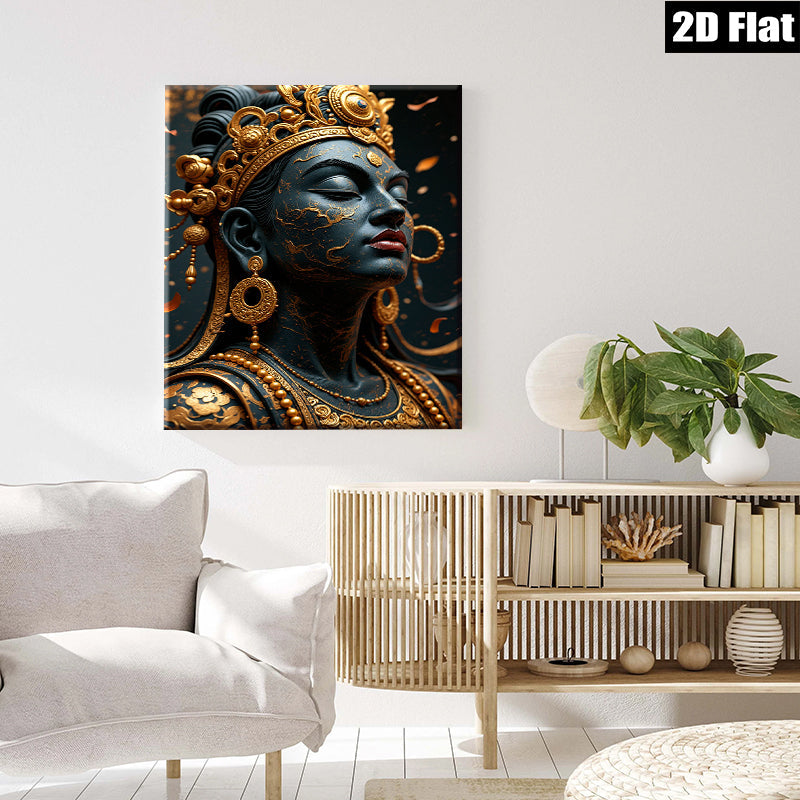 2D flat 1pc Golden Goddess Portrait Wall Art Bedroom Living Room Decor Canvas Painting Modern Farmhouse Style Boho Chic Gallery Wrapped Ready to Hang