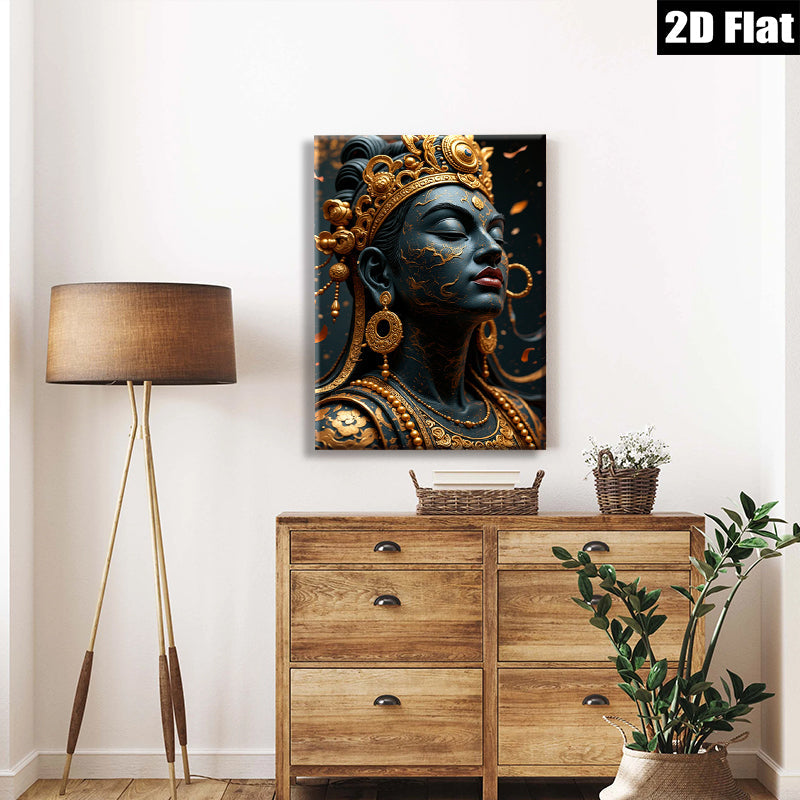 2D flat 1pc Golden Goddess Portrait Wall Art Bedroom Living Room Decor Canvas Painting Modern Farmhouse Style Boho Chic Gallery Wrapped Ready to Hang