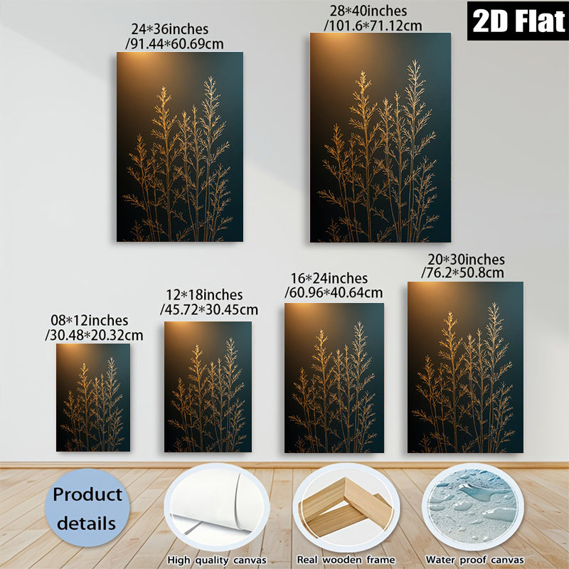 2D flat 1pc Golden Grasses Wall Art Modern Farmhouse Decor Living Room Bedroom Canvas Prints Botanical Artwork Gallery Wrapped Teal Accents Trending Now Stylish Home D��cor
