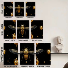 2D flat 1pc Golden Honeybee Wall Art Botanical Insect Decor Living Room Bedroom Gallery Wrapped Canvas Prints Home Office Modern Farmhouse Aesthetic