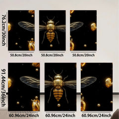 2D flat 1pc Golden Honeybee Wall Art Botanical Insect Decor Living Room Bedroom Gallery Wrapped Canvas Prints Home Office Modern Farmhouse Aesthetic