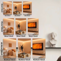 2D flat 1pc Golden Hues Abstract Canvas Wall Art Living Room Decor Modern Farmhouse Gallery Wrapped Pictures for Bedroom Office Hotel Stylish Home Accents