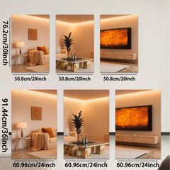2D flat 1pc Golden Hues Abstract Canvas Wall Art Living Room Decor Modern Farmhouse Gallery Wrapped Pictures for Bedroom Office Hotel Stylish Home Accents