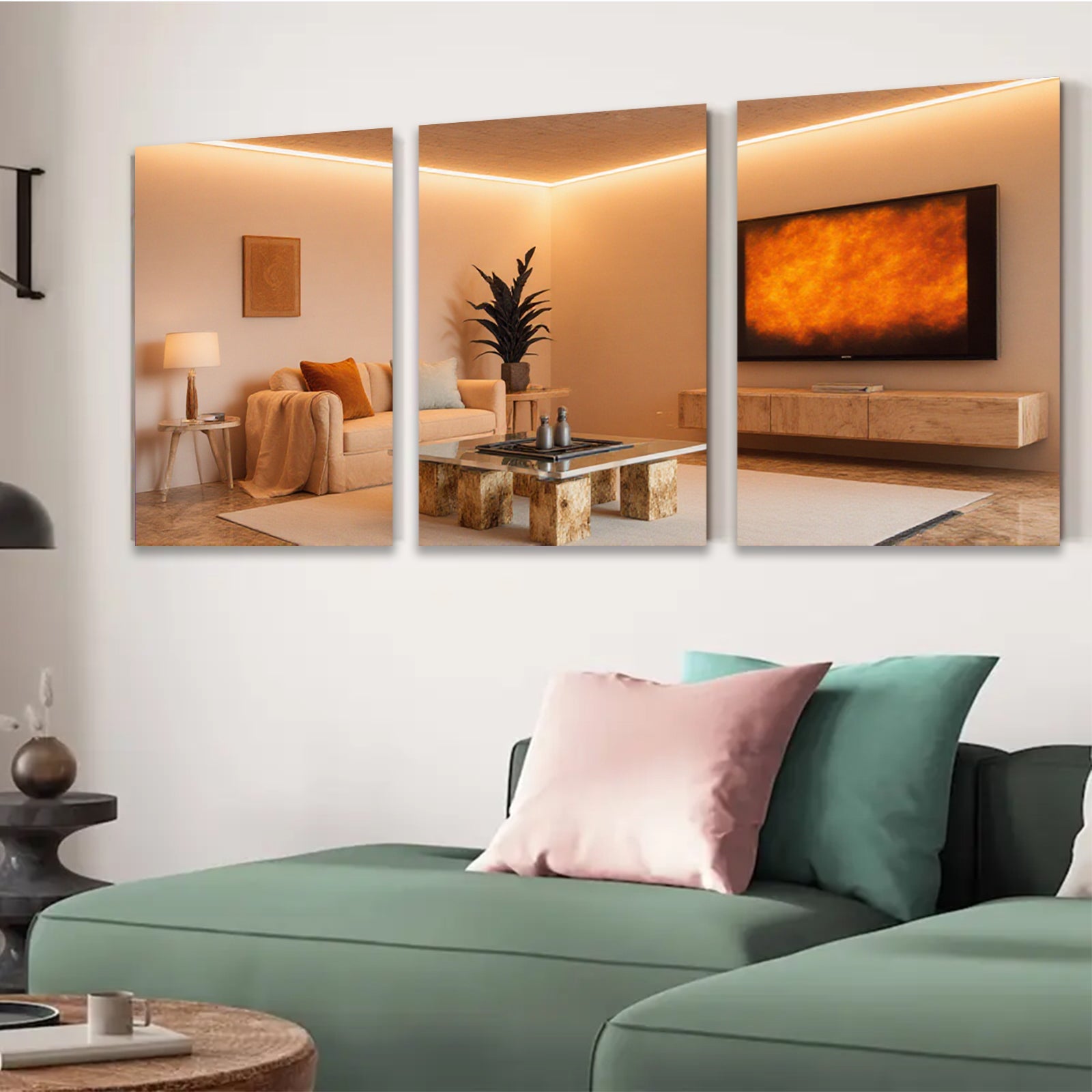 2D flat 1pc Golden Hues Abstract Canvas Wall Art Living Room Decor Modern Farmhouse Gallery Wrapped Pictures for Bedroom Office Hotel Stylish Home Accents