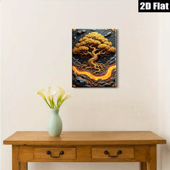 2D flat 1pc Golden Lava Tree Wall Art Decor for Living Room Bedroom Modern Farmhouse Rustic Gallery Wrapped Canvas Prints