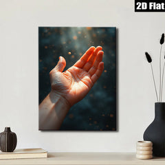 2D flat 1pc Golden Light Hand Reach Hopeful Canvas Wall Art for Living Room Bedroom Modern Farmhouse Decor Gallery Wrapped Ready to Hang