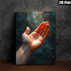 2D flat 1pc Golden Light Hand Reach Hopeful Canvas Wall Art for Living Room Bedroom Modern Farmhouse Decor Gallery Wrapped Ready to Hang