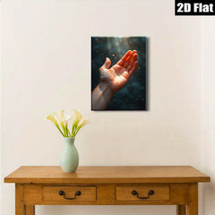 2D flat 1pc Golden Light Hand Reach Hopeful Canvas Wall Art for Living Room Bedroom Modern Farmhouse Decor Gallery Wrapped Ready to Hang