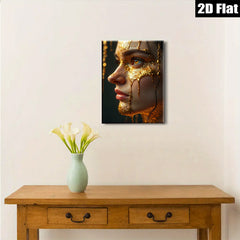 2D flat 1pc Golden Portrait Woman Face Beauty Art Canvas Wall Decor Living Room Bedroom Modern Farmhouse Aesthetic Gallery Wrapped Ready To Hang