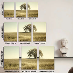 2D flat 1pc Golden Prairie Solitude canvas wall art for living room bedroom farmhouse decor modern minimalist aesthetic gallery wrapped ready to hang