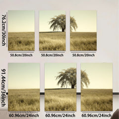 2D flat 1pc Golden Prairie Solitude canvas wall art for living room bedroom farmhouse decor modern minimalist aesthetic gallery wrapped ready to hang