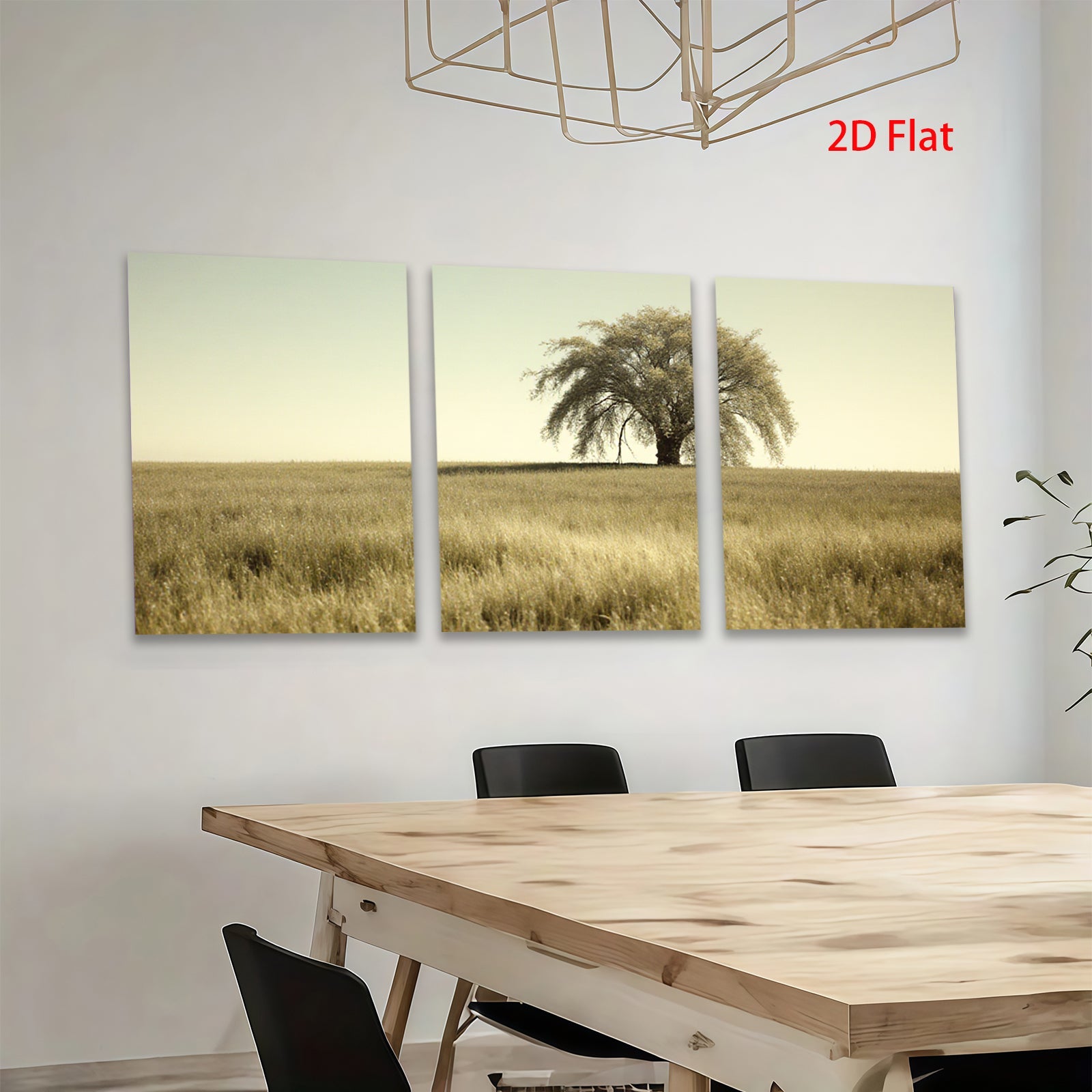 2D flat 1pc Golden Prairie Solitude canvas wall art for living room bedroom farmhouse decor modern minimalist aesthetic gallery wrapped ready to hang