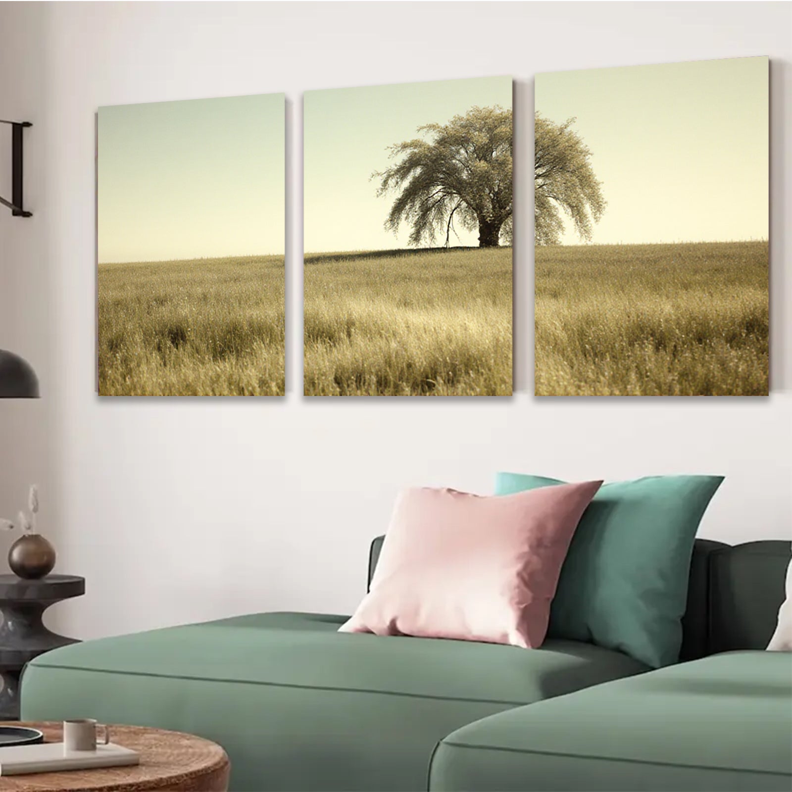 2D flat 1pc Golden Prairie Solitude canvas wall art for living room bedroom farmhouse decor modern minimalist aesthetic gallery wrapped ready to hang