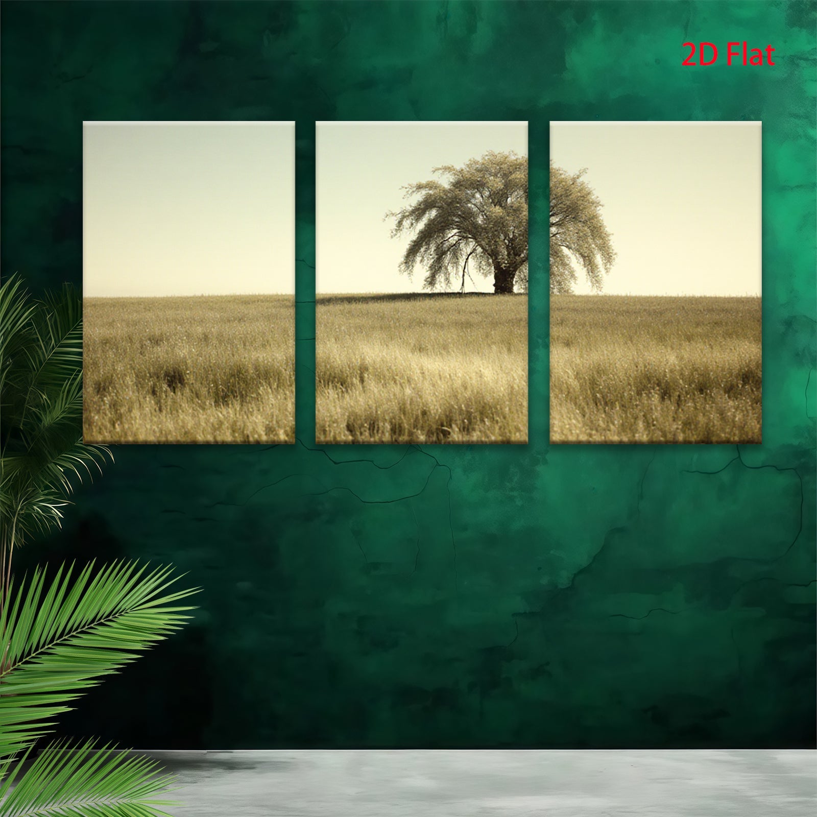 2D flat 1pc Golden Prairie Solitude canvas wall art for living room bedroom farmhouse decor modern minimalist aesthetic gallery wrapped ready to hang