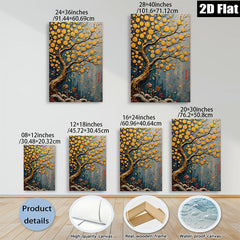 2D flat 1pc Golden Prosperity Tree Wall Art for Living Room Bedroom Home Decor Farmhouse Style Canvas Prints Modern Artwork Gallery Wrapped Ready to Hang