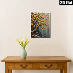 2D flat 1pc Golden Prosperity Tree Wall Art for Living Room Bedroom Home Decor Farmhouse Style Canvas Prints Modern Artwork Gallery Wrapped Ready to Hang