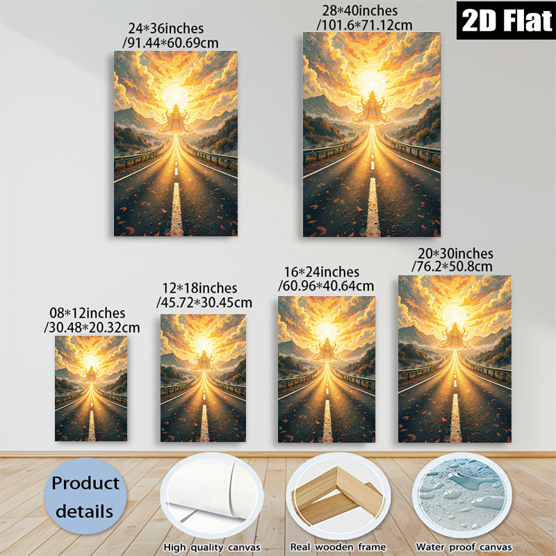 2D flat 1pc Golden Road to Enlightenment Serene Landscape Wall Art for Living Room Bedroom Home Decor Gallery Wrapped Canvas Prints Modern Farmhouse Style Trending Now