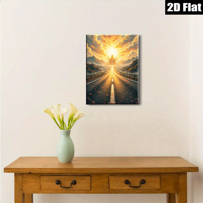 2D flat 1pc Golden Road to Enlightenment Serene Landscape Wall Art for Living Room Bedroom Home Decor Gallery Wrapped Canvas Prints Modern Farmhouse Style Trending Now