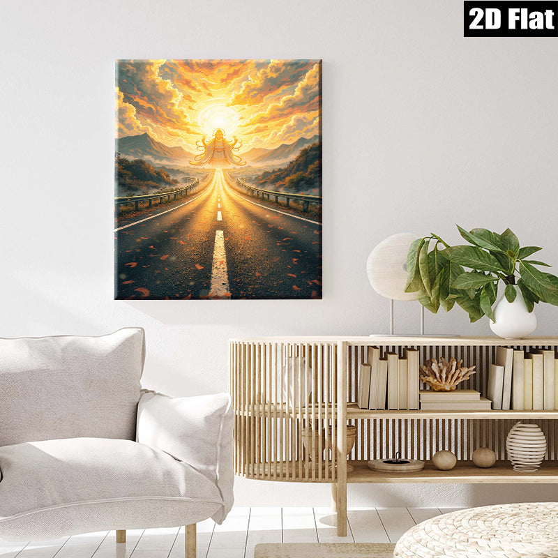 2D flat 1pc Golden Road to Enlightenment Serene Landscape Wall Art for Living Room Bedroom Home Decor Gallery Wrapped Canvas Prints Modern Farmhouse Style Trending Now