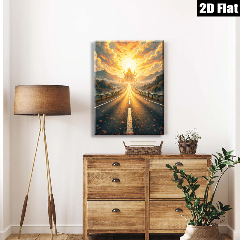 2D flat 1pc Golden Road to Enlightenment Serene Landscape Wall Art for Living Room Bedroom Home Decor Gallery Wrapped Canvas Prints Modern Farmhouse Style Trending Now