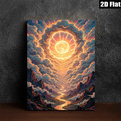 2D flat 1pc Golden Road to Heaven majestic landscape wall art for living room bedroom home decor farmhouse style gallery wrapped canvas prints