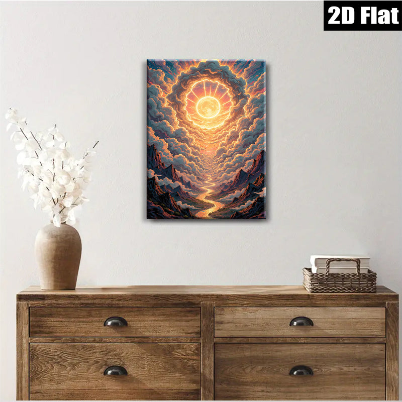 2D flat 1pc Golden Road to Heaven majestic landscape wall art for living room bedroom home decor farmhouse style gallery wrapped canvas prints