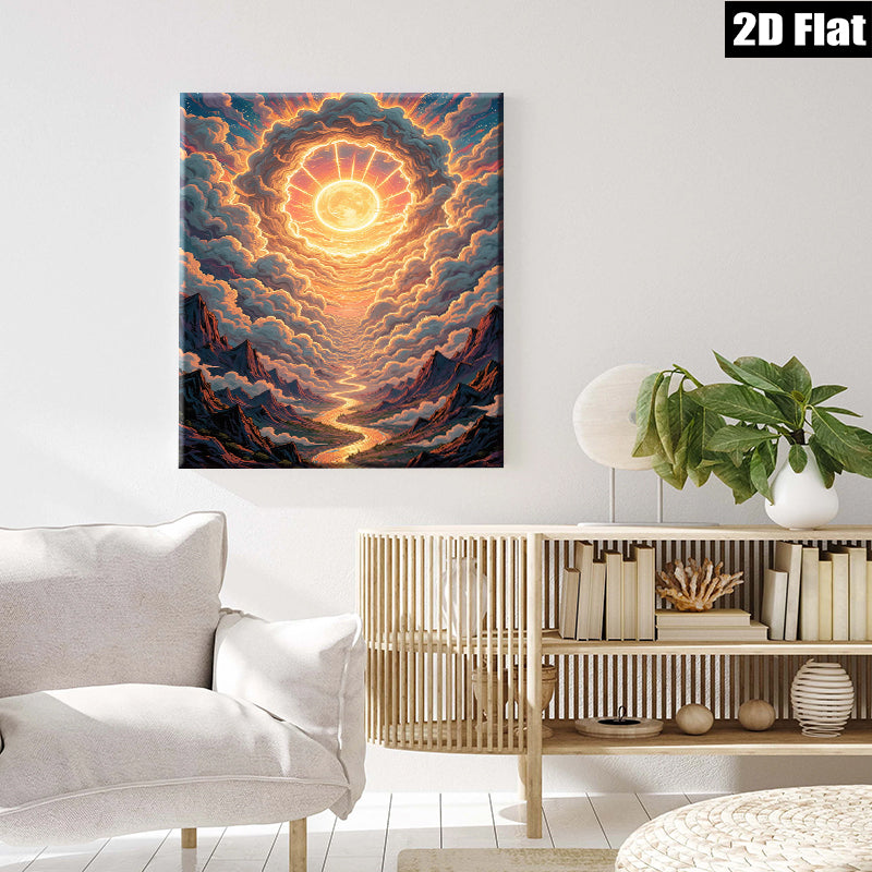2D flat 1pc Golden Road to Heaven majestic landscape wall art for living room bedroom home decor farmhouse style gallery wrapped canvas prints