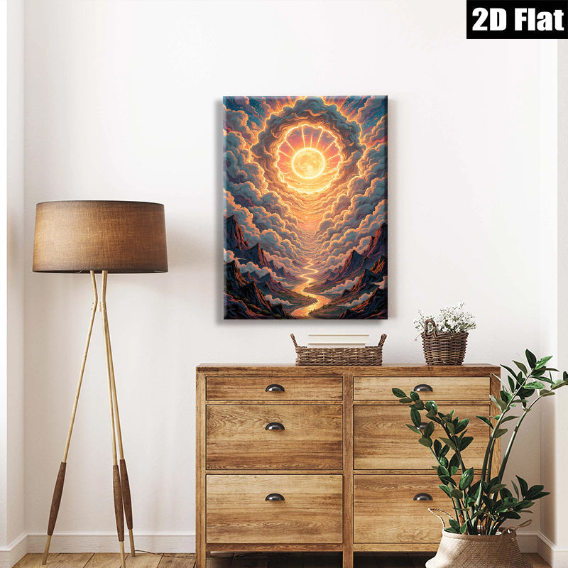 2D flat 1pc Golden Road to Heaven majestic landscape wall art for living room bedroom home decor farmhouse style gallery wrapped canvas prints