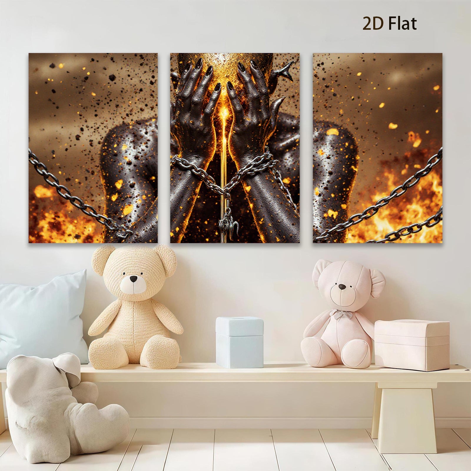 2D flat 1pc Golden Suffering Soul Abstract Wall Art Canvas Print for Living Room Bedroom Modern Home Decor Gallery Wrapped Timeless Stylish