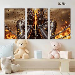 2D flat 1pc Golden Suffering Soul Abstract Wall Art Canvas Print for Living Room Bedroom Modern Home Decor Gallery Wrapped Timeless Stylish