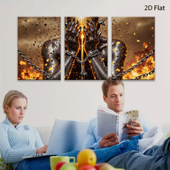 2D flat 1pc Golden Suffering Soul Abstract Wall Art Canvas Print for Living Room Bedroom Modern Home Decor Gallery Wrapped Timeless Stylish