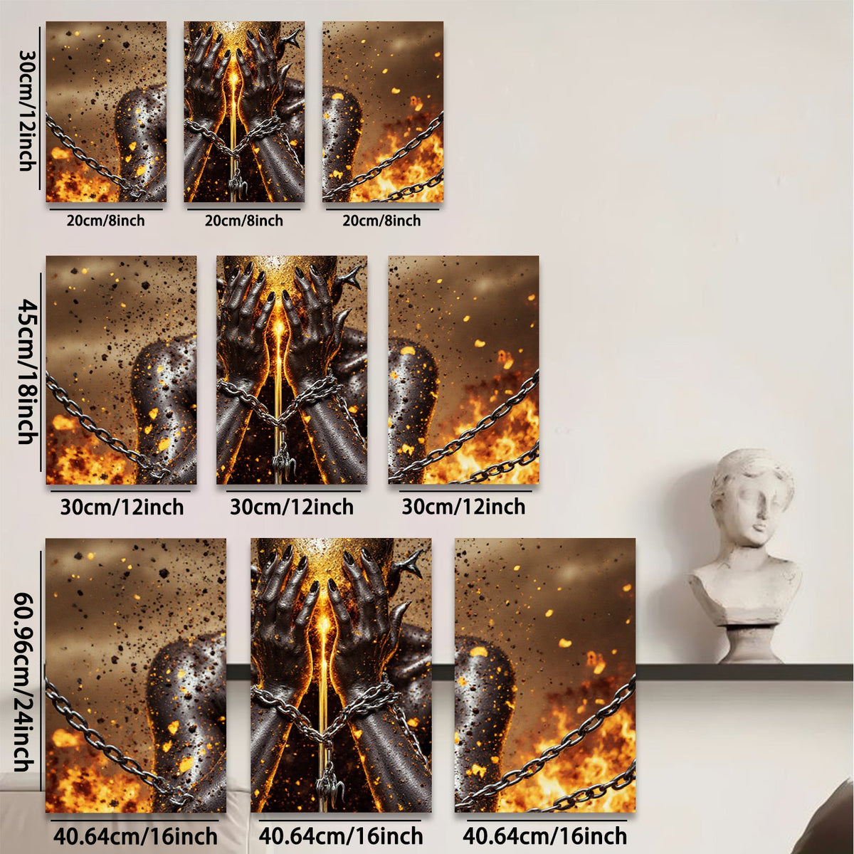 2D flat 1pc Golden Suffering Soul Abstract Wall Art Canvas Print for Living Room Bedroom Modern Home Decor Gallery Wrapped Timeless Stylish