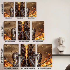 2D flat 1pc Golden Suffering Soul Abstract Wall Art Canvas Print for Living Room Bedroom Modern Home Decor Gallery Wrapped Timeless Stylish