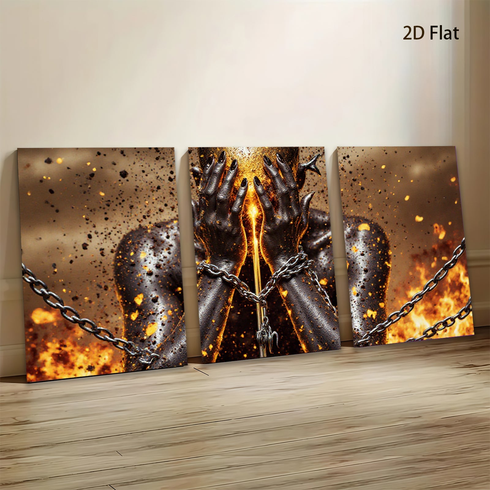 2D flat 1pc Golden Suffering Soul Abstract Wall Art Canvas Print for Living Room Bedroom Modern Home Decor Gallery Wrapped Timeless Stylish