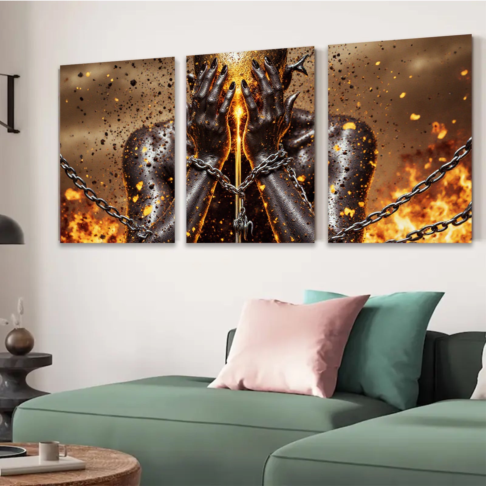 2D flat 1pc Golden Suffering Soul Abstract Wall Art Canvas Print for Living Room Bedroom Modern Home Decor Gallery Wrapped Timeless Stylish