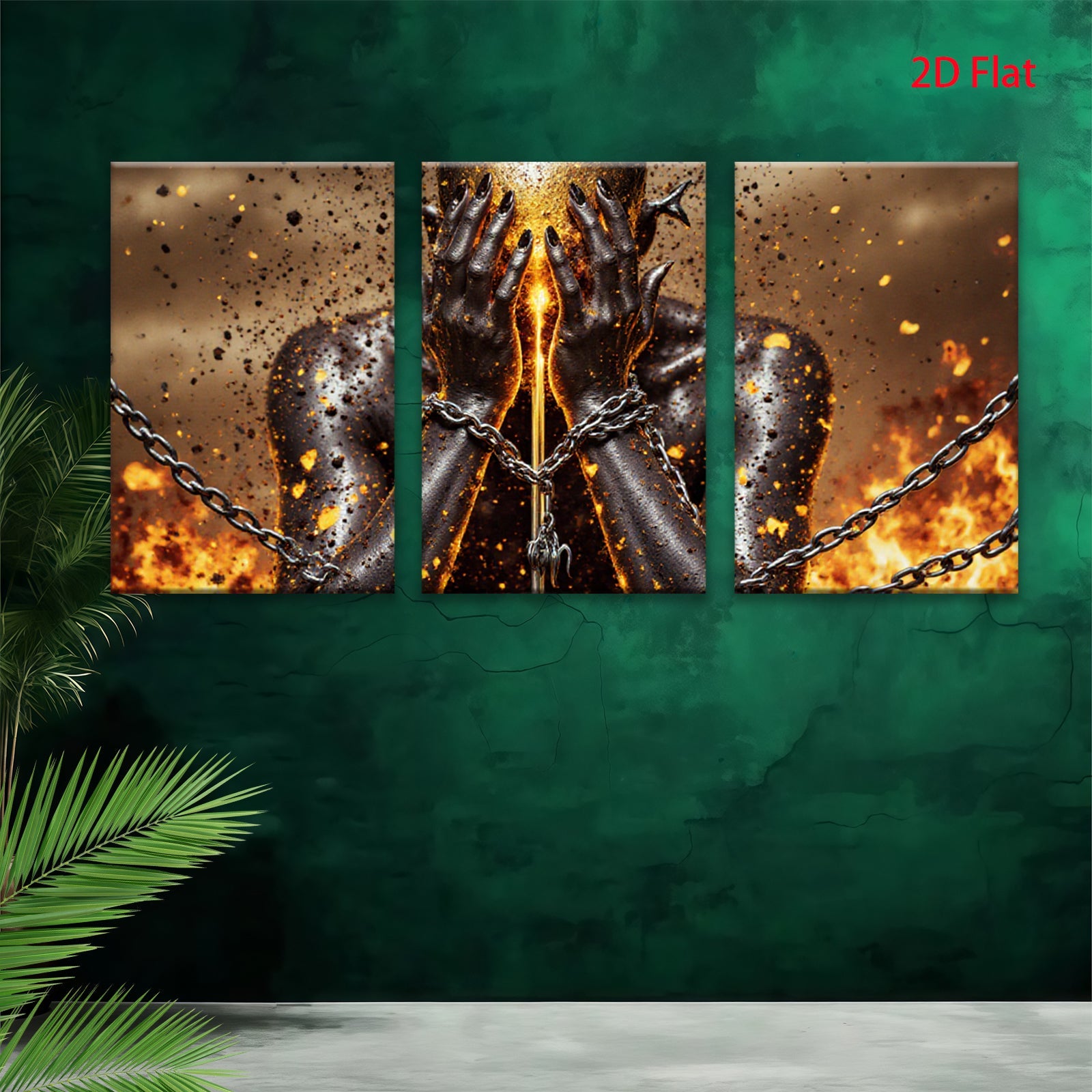 2D flat 1pc Golden Suffering Soul Abstract Wall Art Canvas Print for Living Room Bedroom Modern Home Decor Gallery Wrapped Timeless Stylish