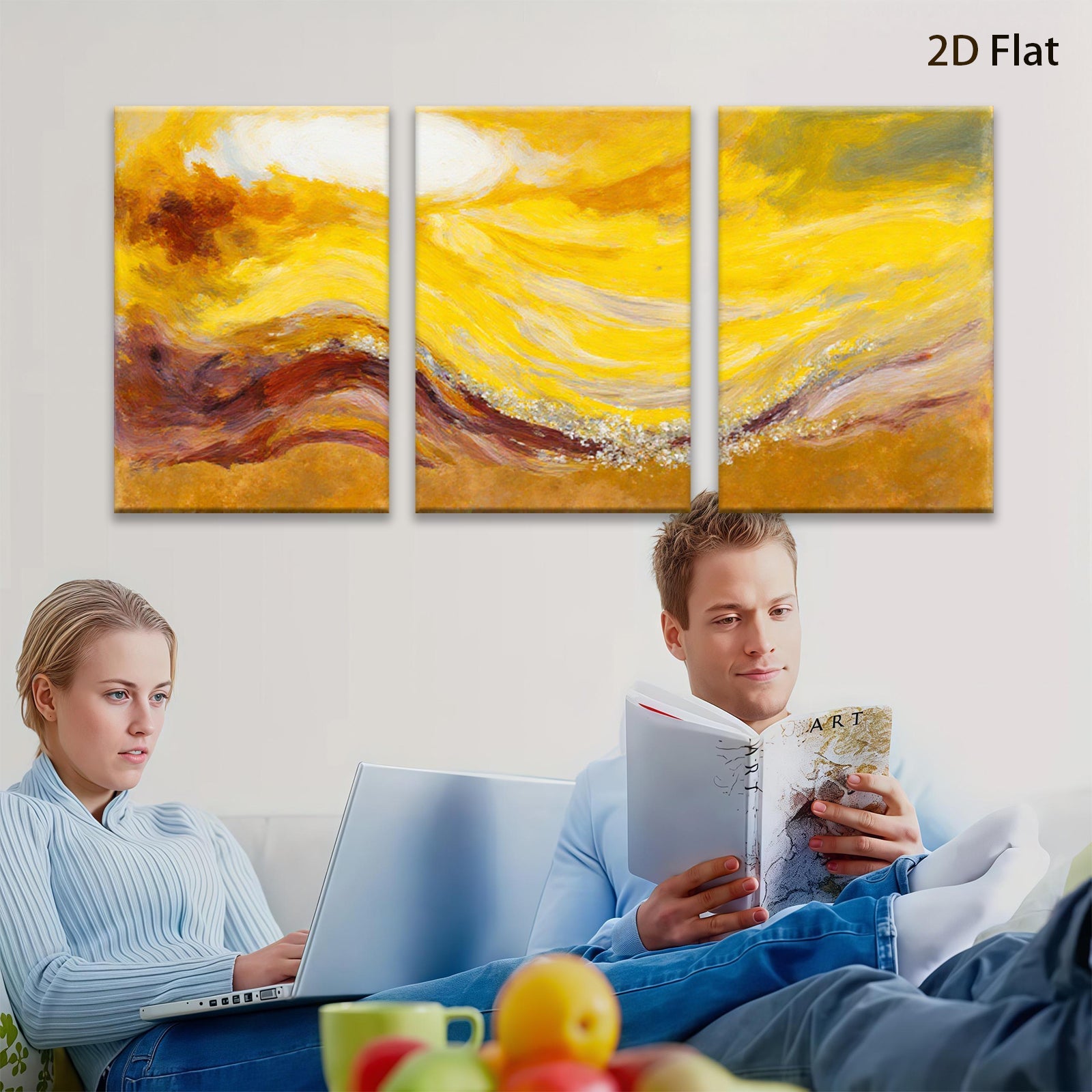 2D flat 1pc Golden Sunburst Abstract Canvas Wall Art for Living Room Bedroom Modern Farmhouse Decor Gallery Wrapped Ready to Hang
