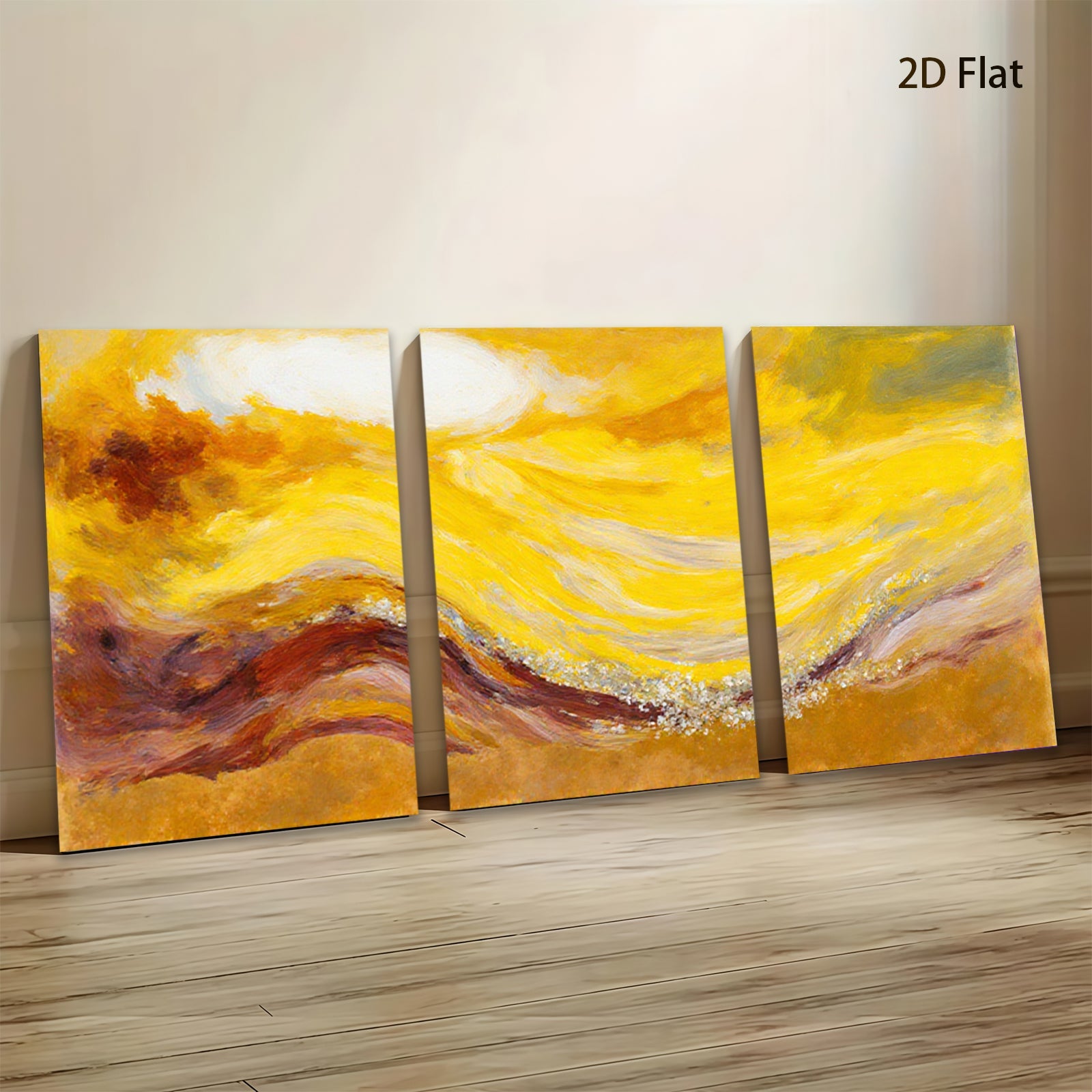 2D flat 1pc Golden Sunburst Abstract Canvas Wall Art for Living Room Bedroom Modern Farmhouse Decor Gallery Wrapped Ready to Hang