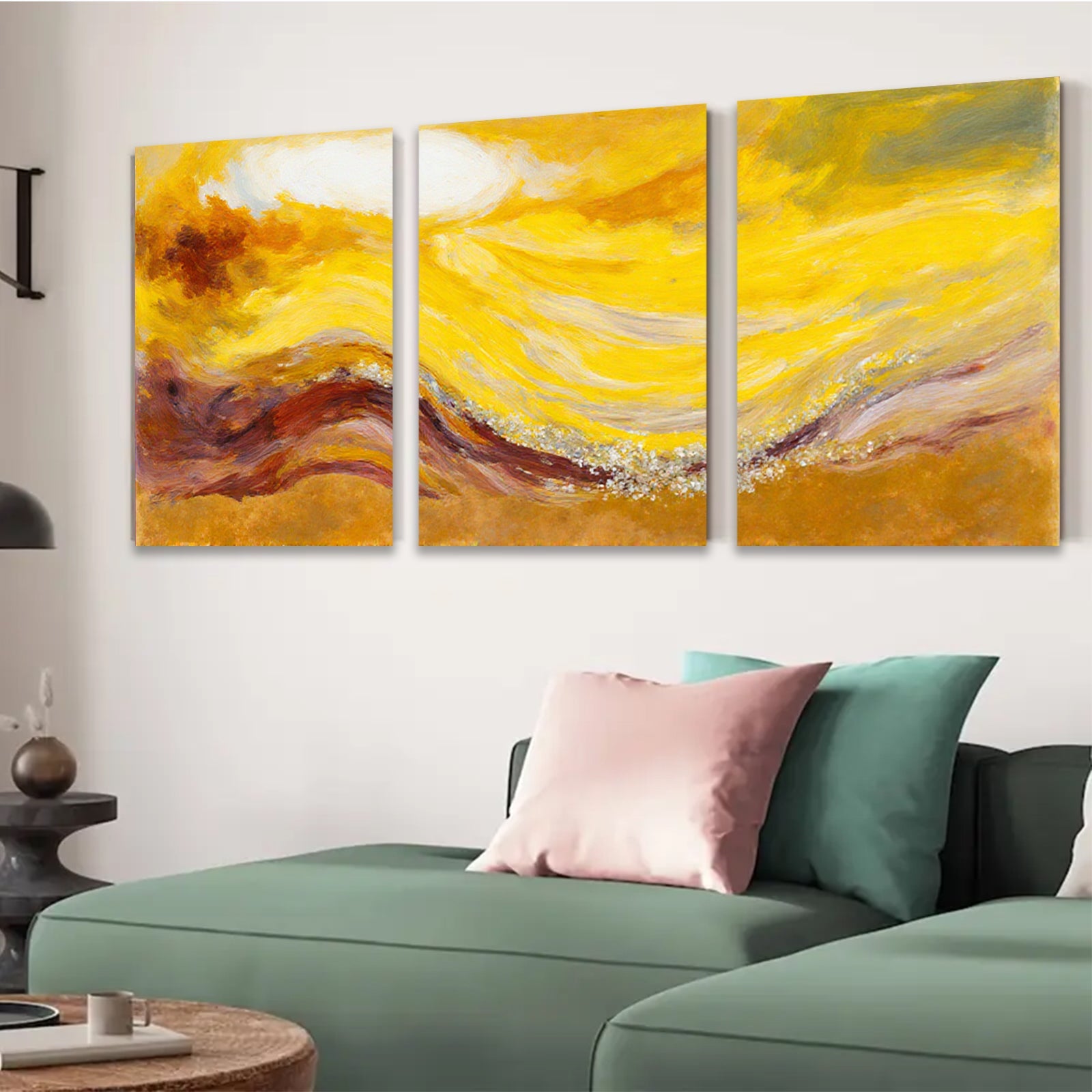 2D flat 1pc Golden Sunburst Abstract Canvas Wall Art for Living Room Bedroom Modern Farmhouse Decor Gallery Wrapped Ready to Hang
