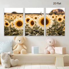 2D flat 1pc Golden Sunflower Field Landscape Wall Art for Living Room Bedroom Home Decor Farmhouse Style Canvas Prints Rustic Cozy Gallery Wrapped
