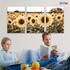 2D flat 1pc Golden Sunflower Field Landscape Wall Art for Living Room Bedroom Home Decor Farmhouse Style Canvas Prints Rustic Cozy Gallery Wrapped