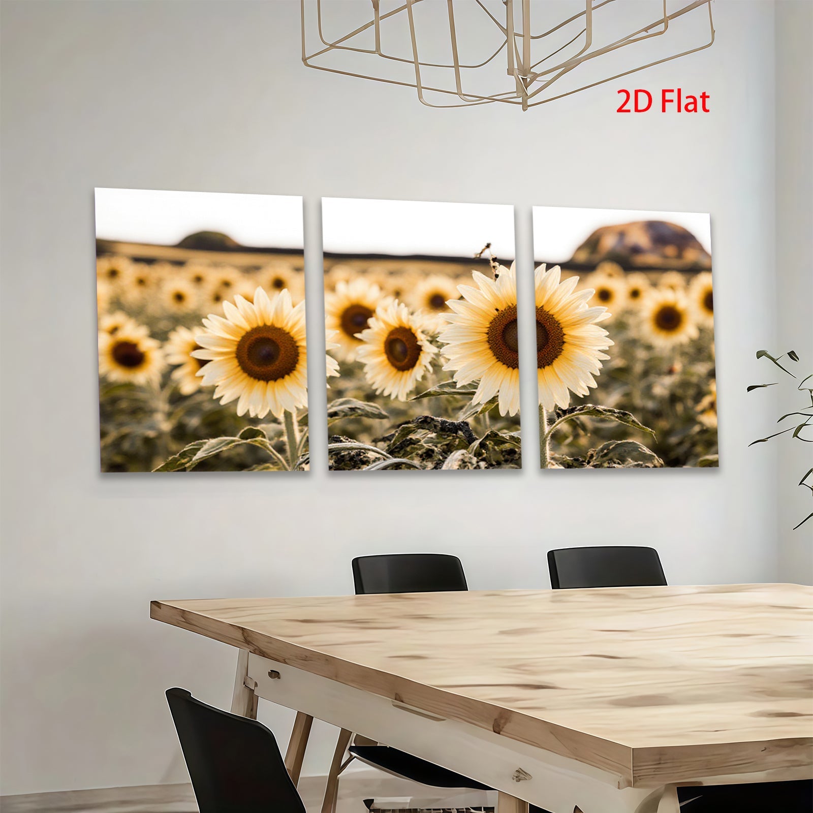 2D flat 1pc Golden Sunflower Field Landscape Wall Art for Living Room Bedroom Home Decor Farmhouse Style Canvas Prints Rustic Cozy Gallery Wrapped
