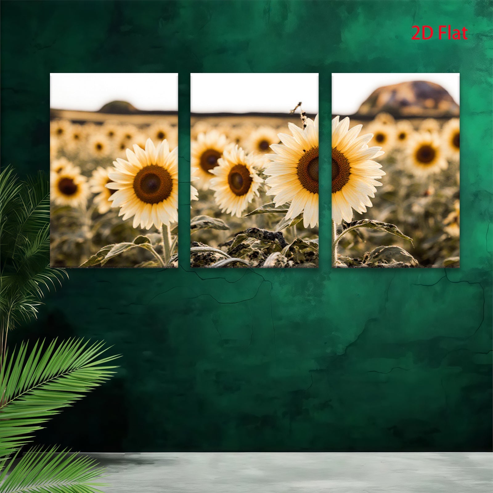 2D flat 1pc Golden Sunflower Field Landscape Wall Art for Living Room Bedroom Home Decor Farmhouse Style Canvas Prints Rustic Cozy Gallery Wrapped
