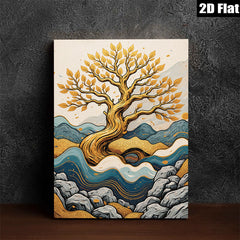 2D flat 1pc Golden Tree Landscape Wall Art Decor for Living Room Bedroom Home Office Gallery Wrapped Canvas Prints Modern Farmhouse Rustic Botanical Artwork Trending Now