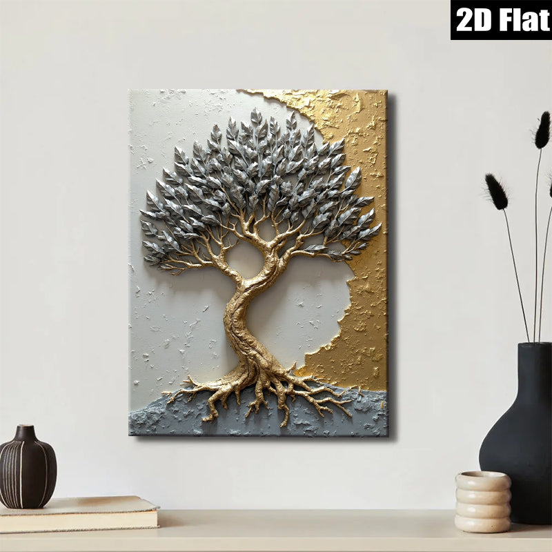 2D flat 1pc Golden Tree Roots Wall Art Modern Farmhouse Decor Living Room Bedroom Dining Room Gallery Wrapped Canvas Prints Home Décor