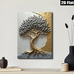 2D flat 1pc Golden Tree Roots Wall Art Modern Farmhouse Decor Living Room Bedroom Dining Room Gallery Wrapped Canvas Prints Home Décor