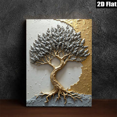 2D flat 1pc Golden Tree Roots Wall Art Modern Farmhouse Decor Living Room Bedroom Dining Room Gallery Wrapped Canvas Prints Home Décor