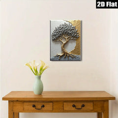 2D flat 1pc Golden Tree Roots Wall Art Modern Farmhouse Decor Living Room Bedroom Dining Room Gallery Wrapped Canvas Prints Home Décor