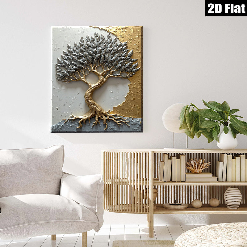 2D flat 1pc Golden Tree Roots Wall Art Modern Farmhouse Decor Living Room Bedroom Dining Room Gallery Wrapped Canvas Prints Home Décor